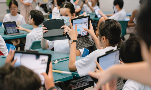 Kids using tablet